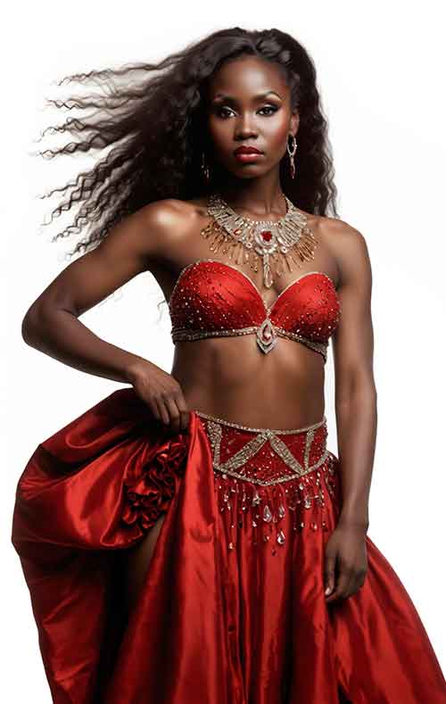 Bailarina representando a los Orixás con trajes ceremoniales.