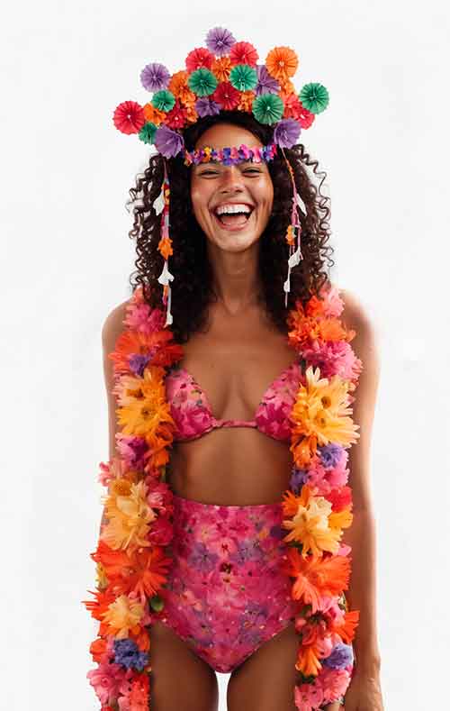 Mujer bailando Axé en un evento al aire libre.