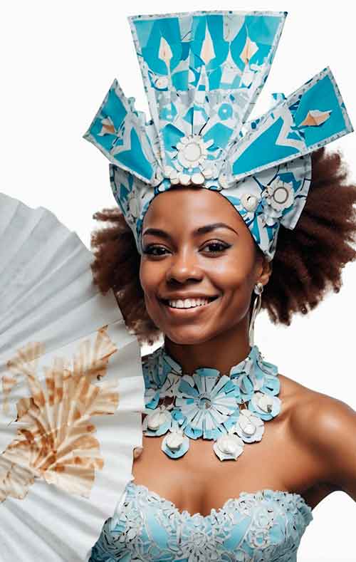 Detalle de los bordados y pedrería en un traje de Maracatu.